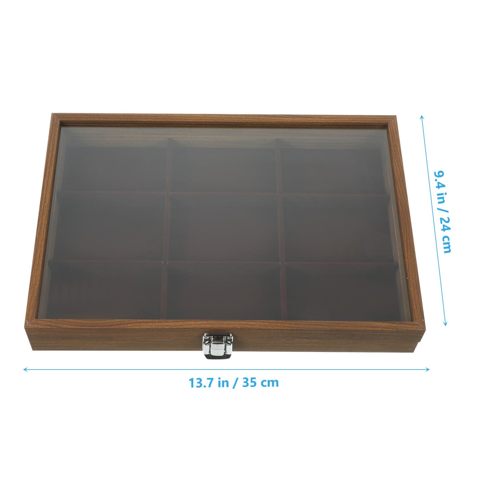 Uonlytech Joyero Retro de Madera con Tapa Transparente y 9 Compartimentos