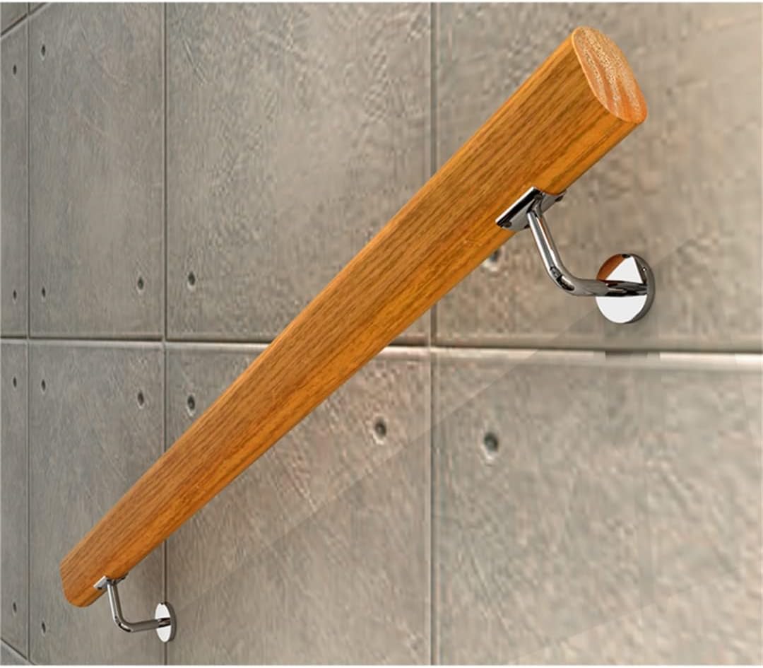 MObyat Wooden Stair Handrails Banister Kit Home Kindergarten Hospital Guardrail Corridor Against The Wall Stair Handrail Indoor Outdoor Elderly Non-Slip Staircase Handrail (Size : 90cm)