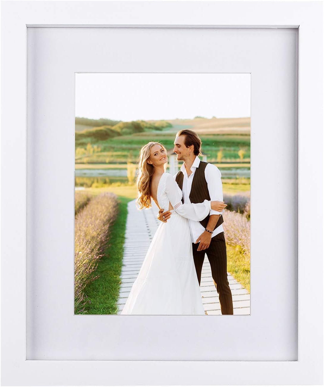 Aodaer 1 Pack 8 x 10 Inches Wooden Picture Frames Wooden Photo Frames with Mat and Plexiglass for Wall or Tabletop Decoration, White