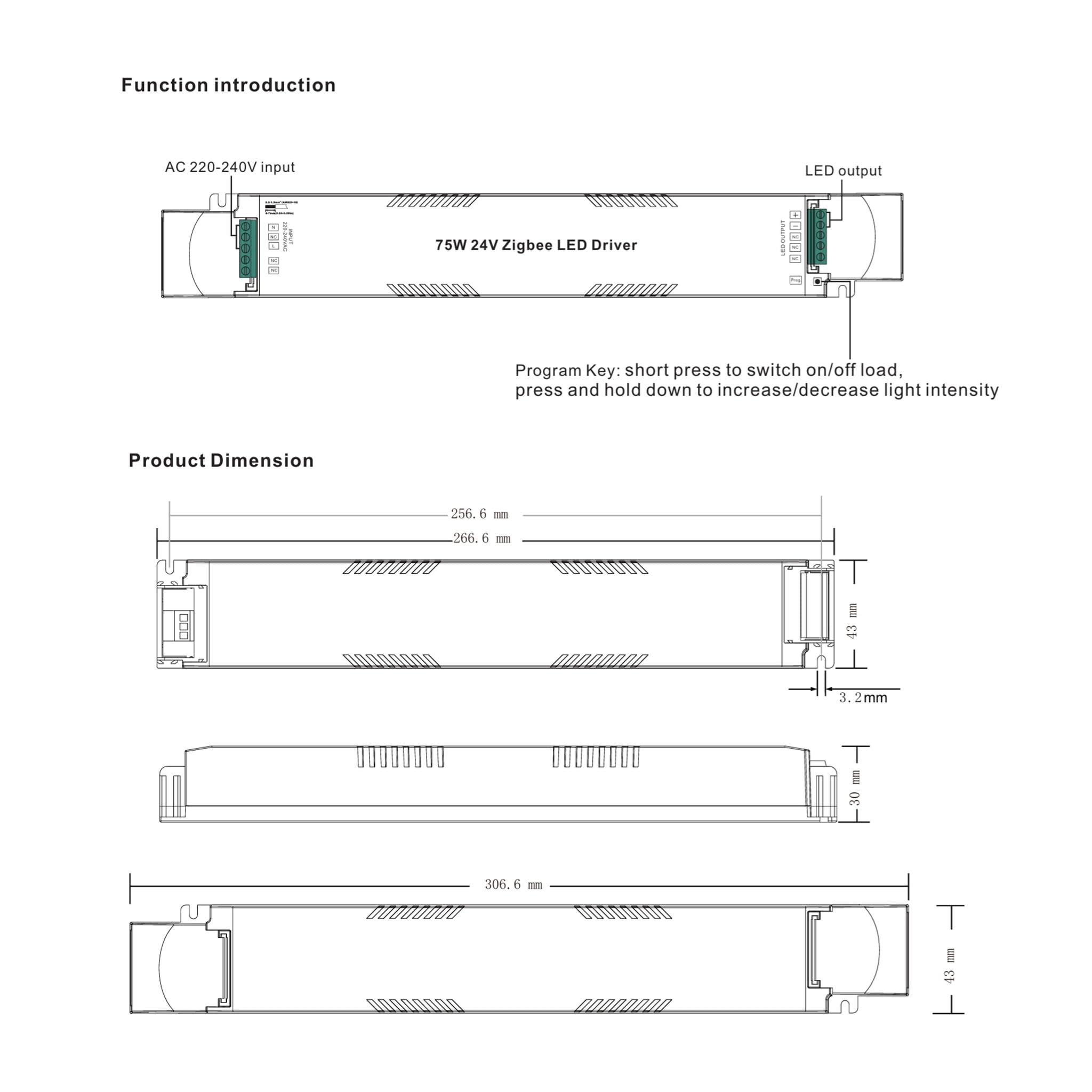CONNEX 75W 24V ZigBee Constant Voltage LED Dimmbar Driver SRP-ZG9105-24-75LCV
