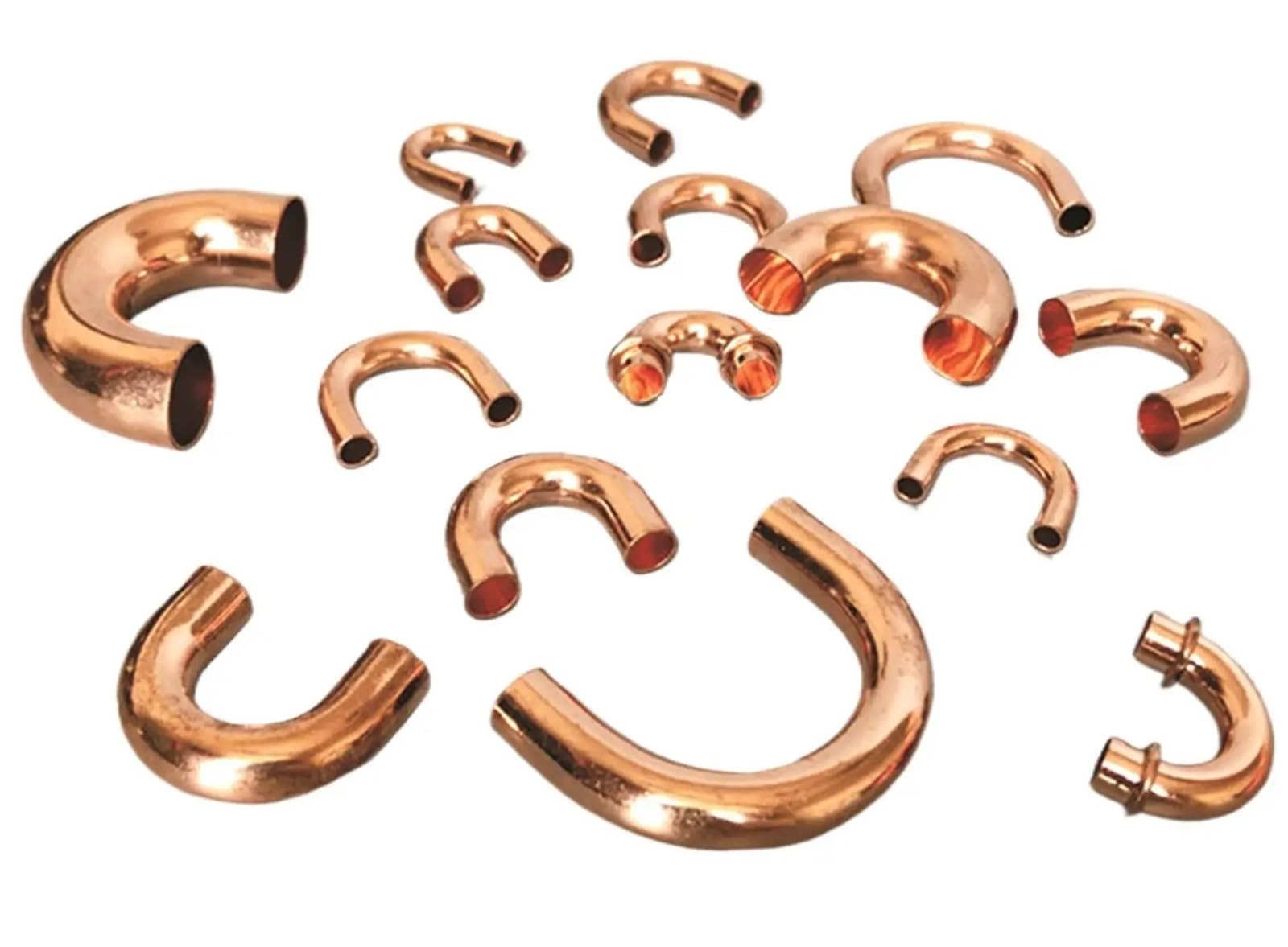 Diametro esterno: 7-19 mm, tipo U, curvatura di ritorno a 180 gradi, in rame, adattatore per tubi idraulici, gas, acqua, olio (15,9 x 1 x 38 mm, 2 pezzi)