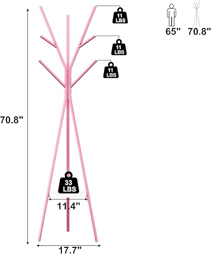 Miniatura 29 de Perchero para sombreros, soporte de metal para sombreros, con 9 ganchos para ropa, sombreros y bufandas, color negro, 17.72 pulgadas de ancho x