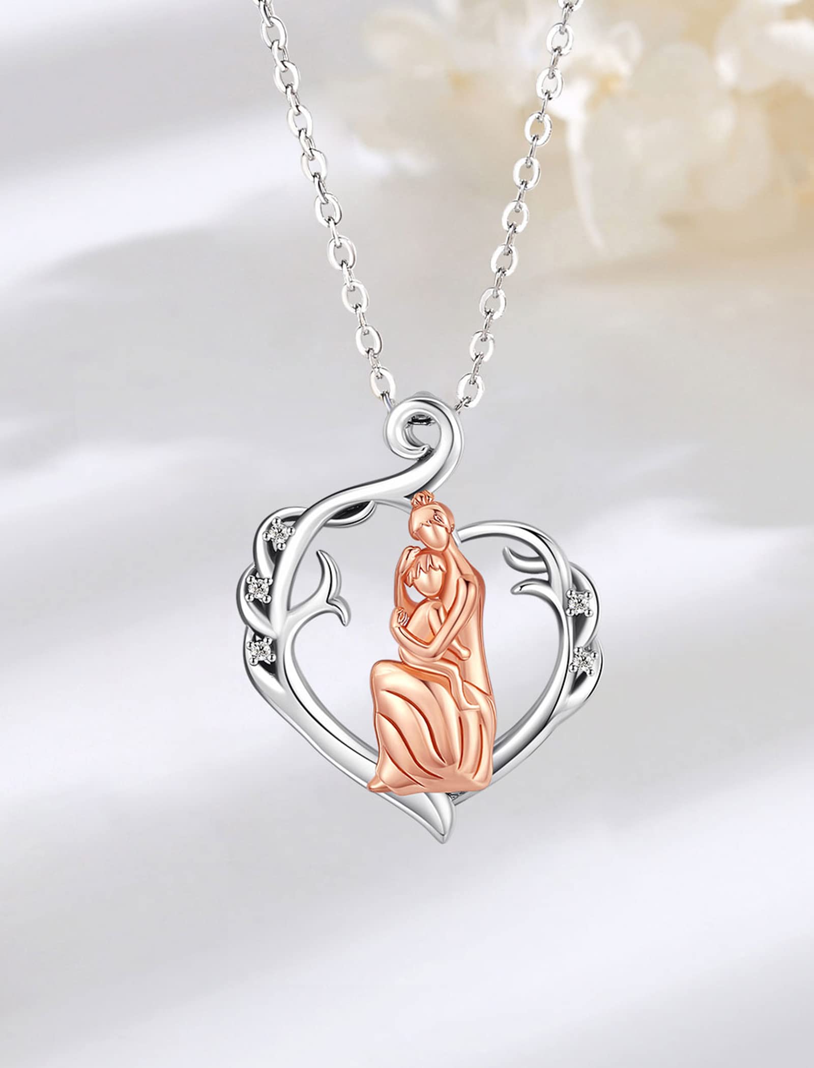 INFUSEU Regalo Mamma Collana, Mamma E Figlia Cuore Gioielli Argento 925 Ciondolo Chiama Regalo Per La Festa Della Mamma