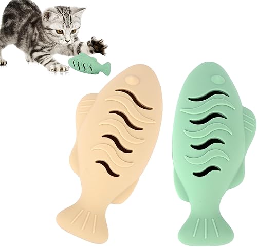 Miniatura 1 de 2 juguetes de silicona para gatos, juguetes interactivos en forma de pez, dispensador de comida para mascotas, suministros para gatos de interior