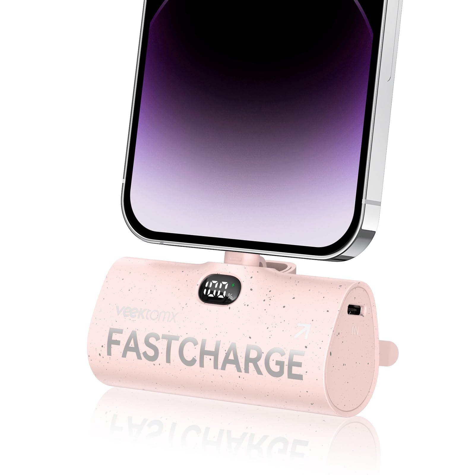 VEEKTOMX Mini Power Bank, 5000mAh 20W PD 3.0 Portable Charger Battery Pack with Foldable Stand, Small External Battery Pack Compatible with iPhone 14/13/12/11 Pro Max/XS Max/Plus Airpods, Pink - Pink