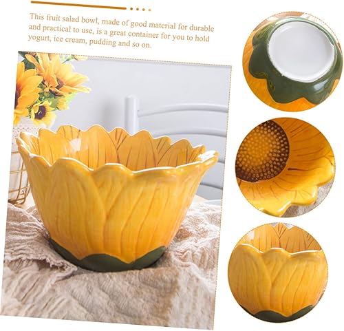 Miniatura 7 de SHOWERORO Tazón con forma de girasol Decoración de cocina Flor amarilla Tazón de cerámica Vajilla de cerámica Fideos Tazones de cocina Platos de
