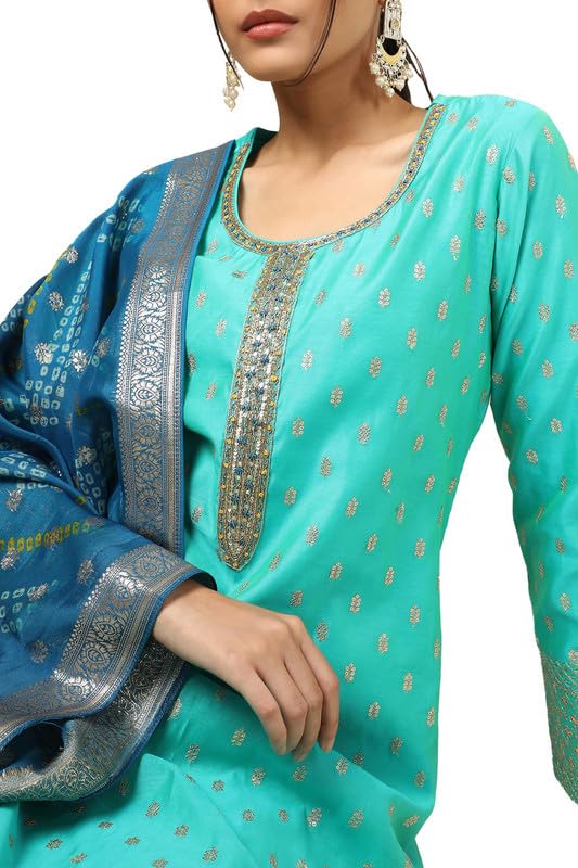 Image of Soch Womens Purple Crepe Floral Print Suit Set With Beads