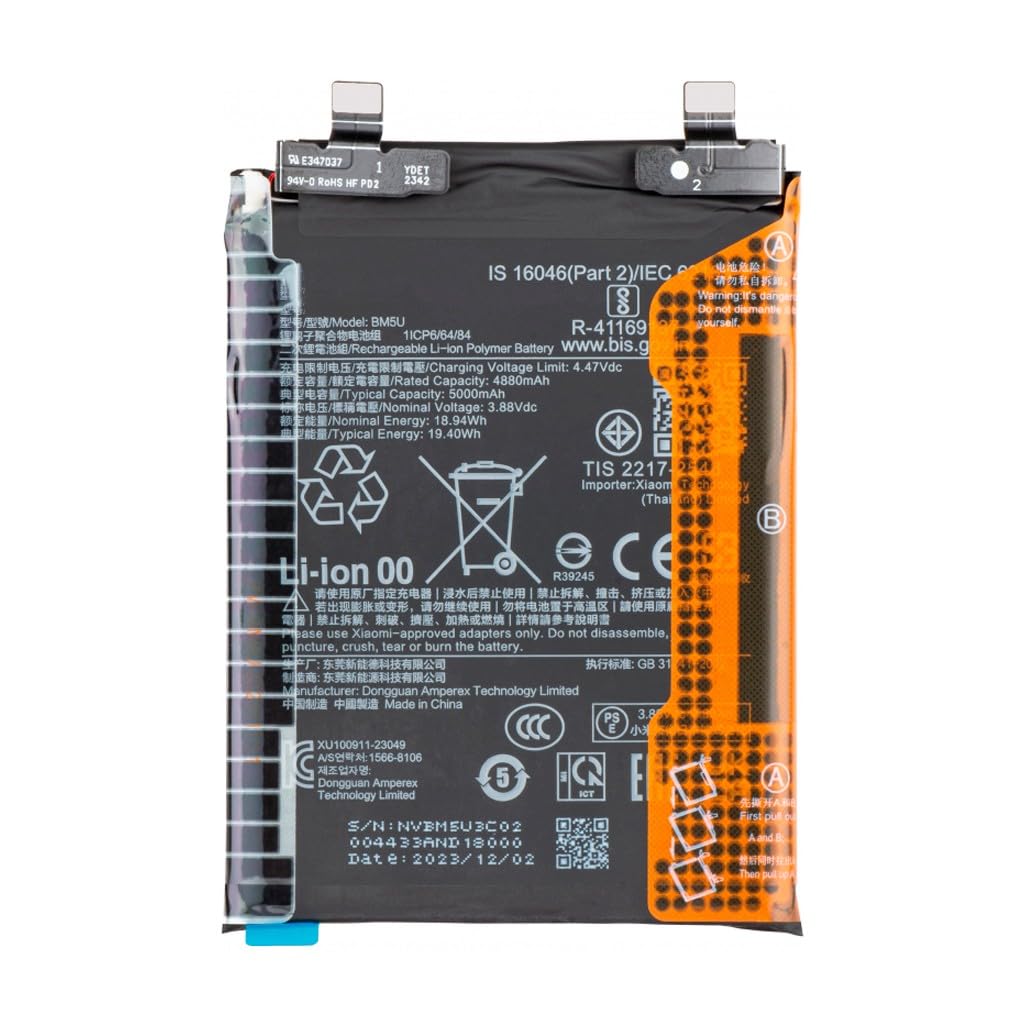 TD24H Bateria BM5U para Xiaomi Redmi Note 13 Pro+ Plus 5G 5000 mAh