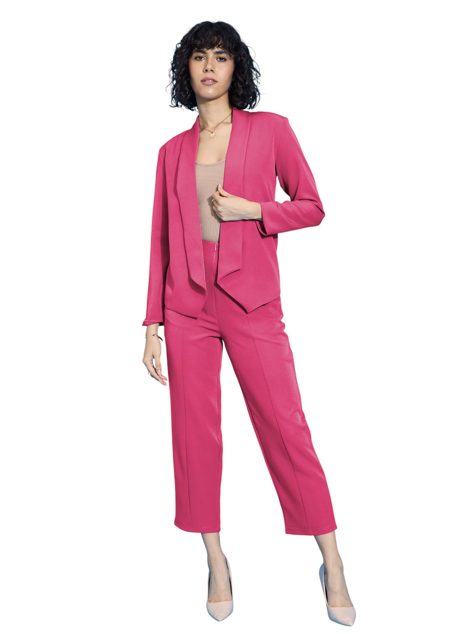 sassafras worklyf Women's Shawl Collar Blazer with Balloon Fit Pants-picture-52