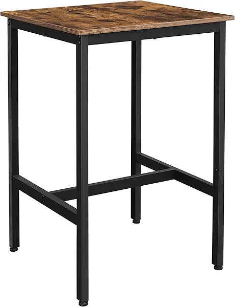 VASAGLE Bar Table, Small Kitchen Dining Table, High Top Pub Table, Bar Height Cocktail Table for Living Room Party, Sturdy Metal, 23.6 x 23.6 x 35.4 Inches for Narrow Spaces, Rustic Brown an
