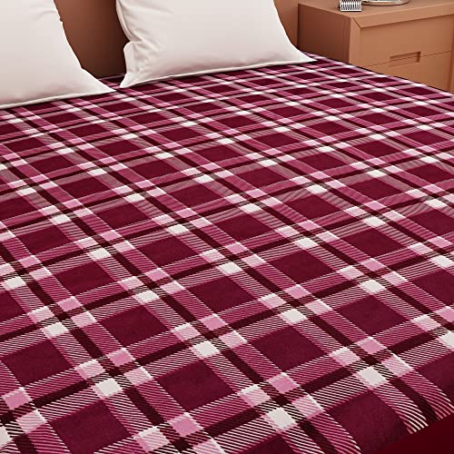Image of Dream Care Waterproof Fitted Terry Cloth Printed Mattress Protector for King Size Bed with Elastic Strap - 78 inchX48 inch, Purple