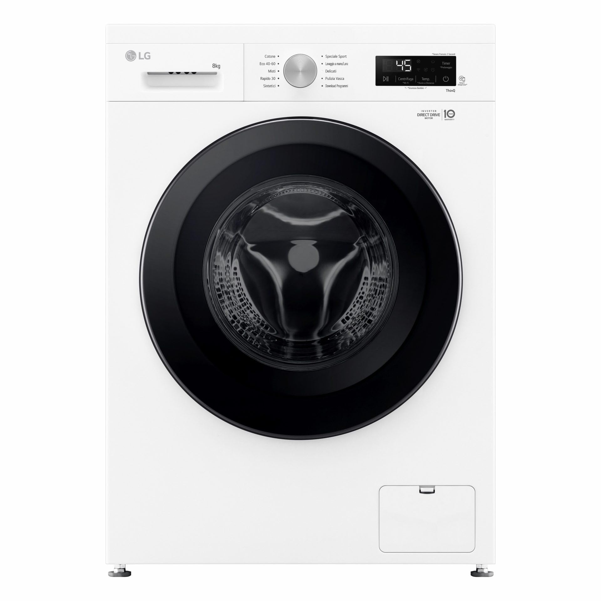 LG F4NX1008NWK Lavadora 8 kg de carga frontal Serie X1, Clase A, 1400 rpm, Wi-Fi, 6 Motion Direct Drive, lavado a vapor Allergy Care, libre instalación, Essence White