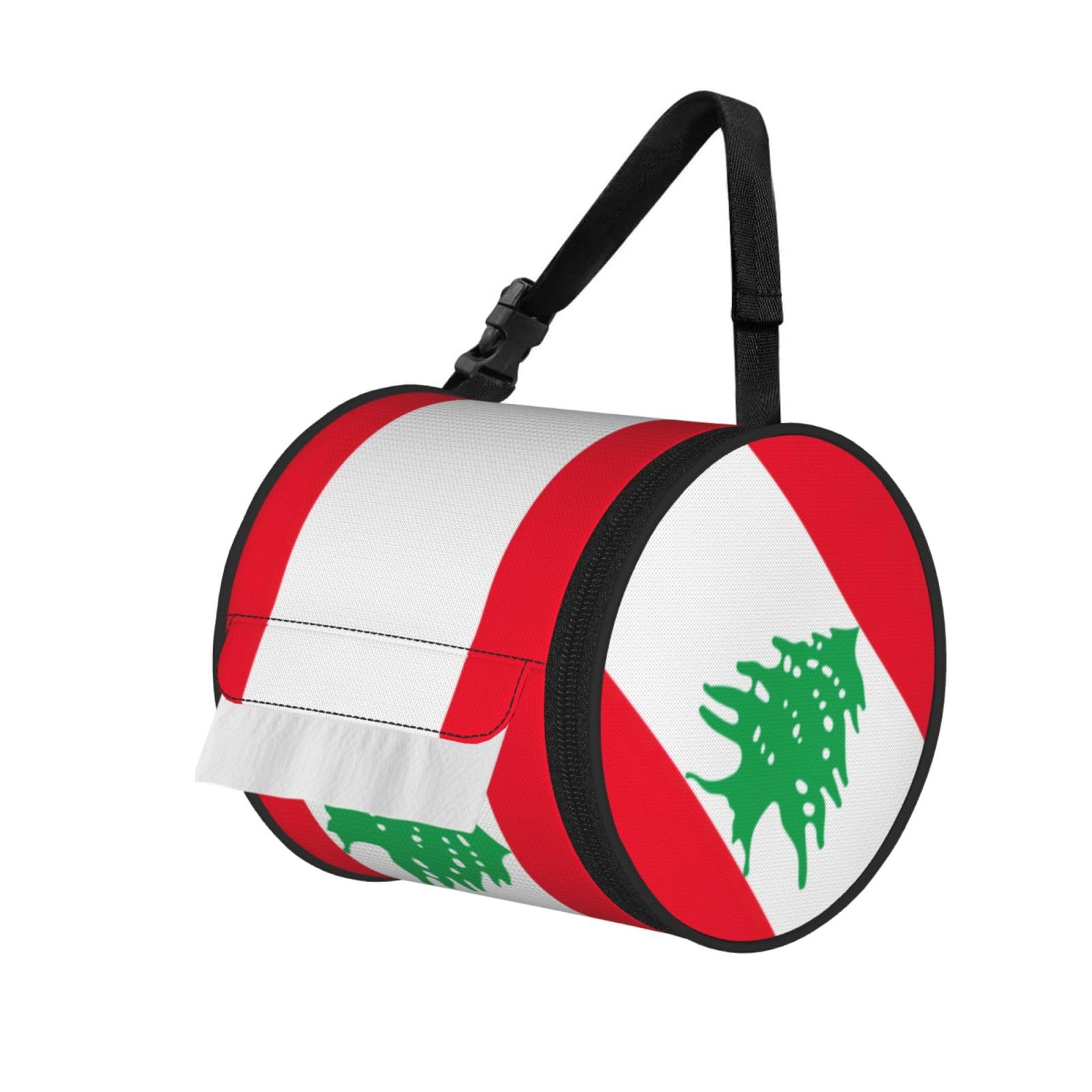Flag Of Lebanon Print Fashion Tissues Organizer Box, Hanging Tissue Holder For Purse Coins For Car Office Daily Outing