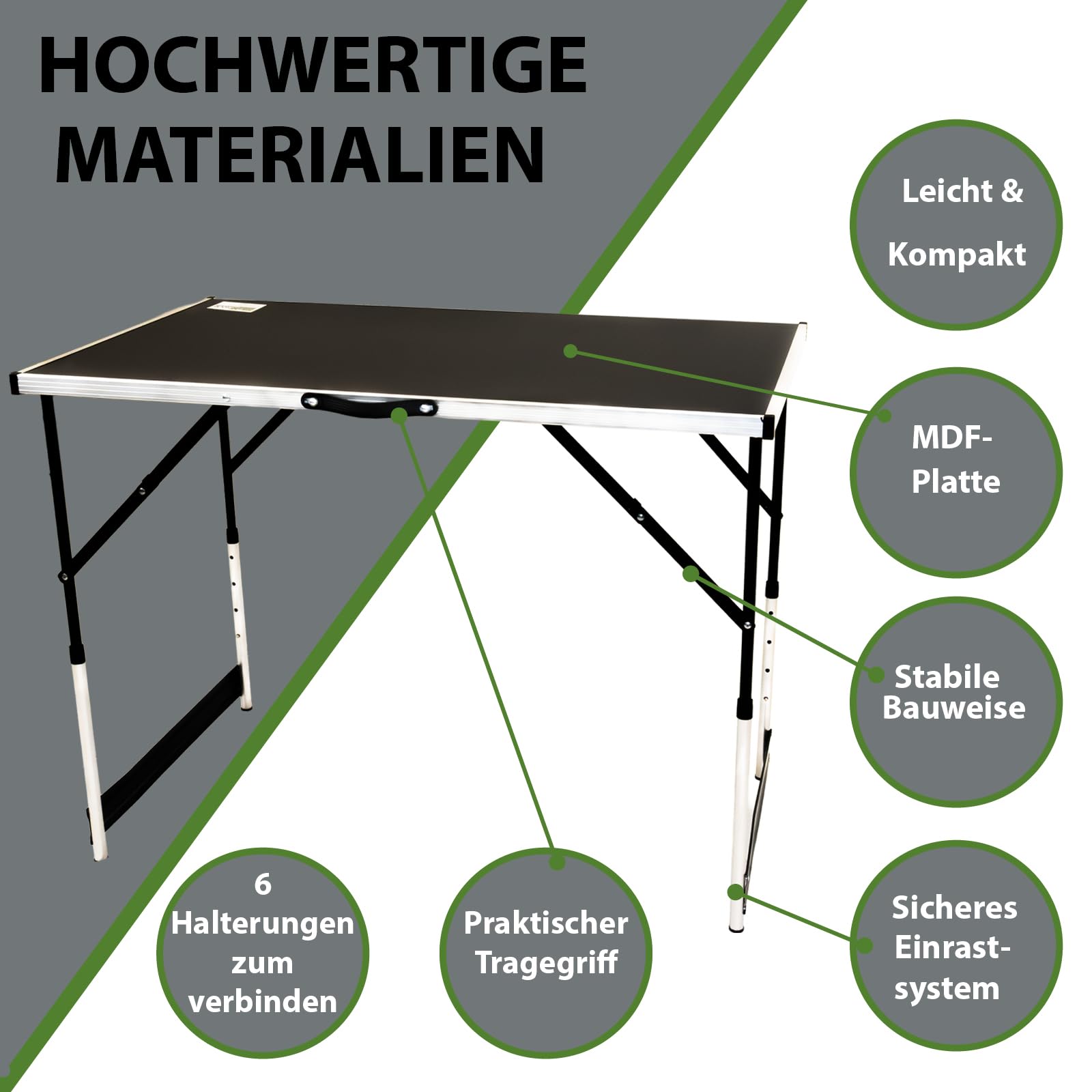 TRUTZHOLM 3-er Set Multifunktionstisch mit Ausziehfunktion 100x60 cm 90kg Gesamtbelastung Tapeziertisch Flohmarkttisch Campingtisch Klapptisch Beistelltisch Grilltisch höhenverstellbar inkl. Verbinder