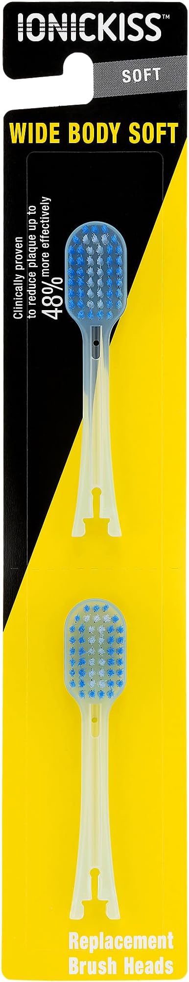 IONIC KISS [Wide - Clear Blue] Replacement Brush Head, 2pcs/Pack, Extra Fine Bristles Extended Filament, Floss Action Made in Japan IONPA IONIC KISS You hyG EXH36