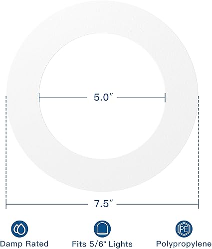 Miniatura 3 de Amico Paquete de 20 anillos Goof para luces empotrables de 6 pulgadas, anillo de adorno de goof de luz blanca, diámetro exterior de 7.5 pulgadas,