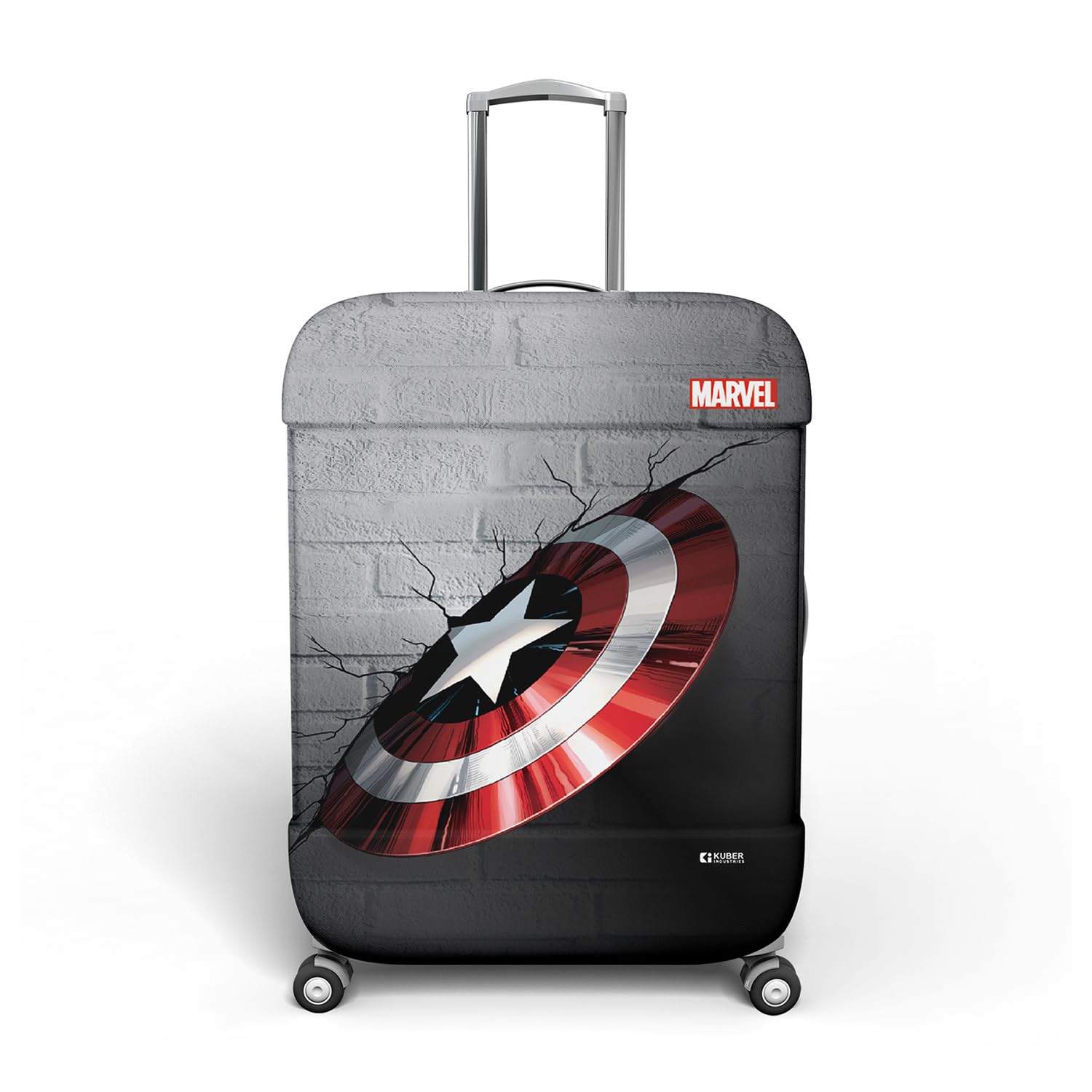 Marvel Captain America Shield Luggage Cover | Polyester Travel Suitcase Cover | Washable and Stretchable Suitcase Protector | 22-26 Inch | Medium | Gray-image-39