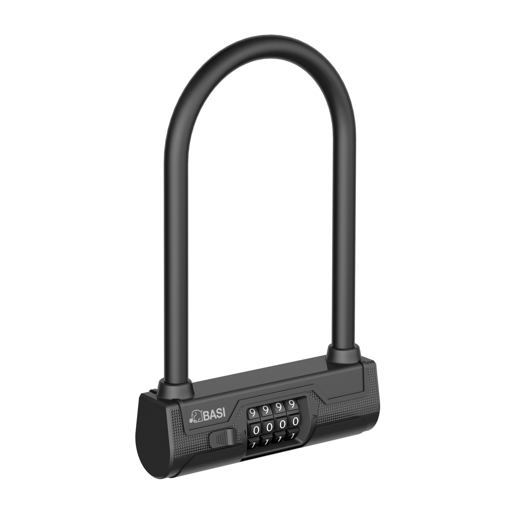 BASI | Antivol en U avec code numérique à 4 chiffres avec support de cadre | Épaisseur de l'anse de 14 mm | Antivol de vélo U avec étrier rond | Serrure pour vélo, vélo électrique, moto | Protection