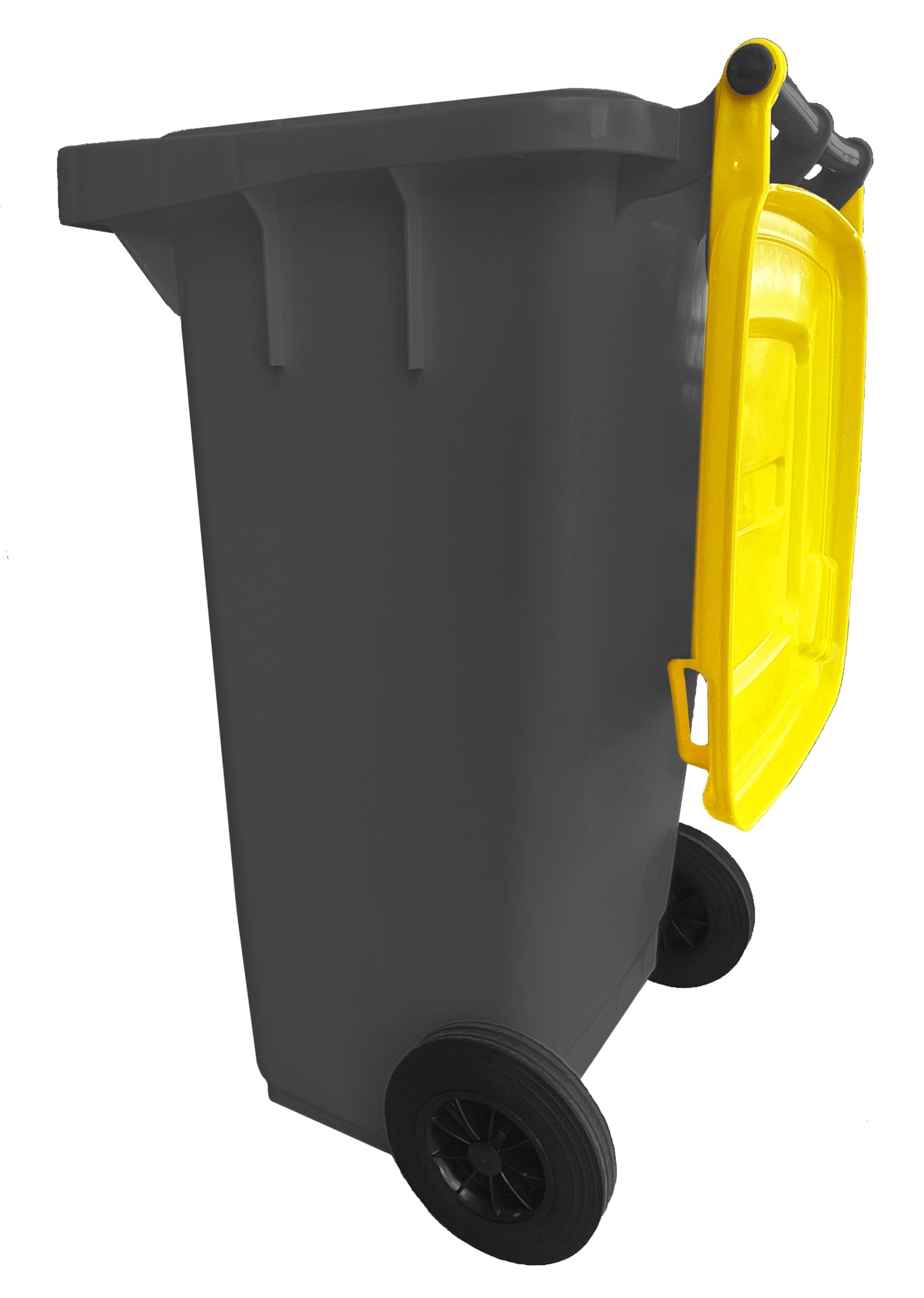 Mobil Plastic Poubelle à roulettes 240 L Gris Jaune Uni EN 840 pour tri sélectif extérieur