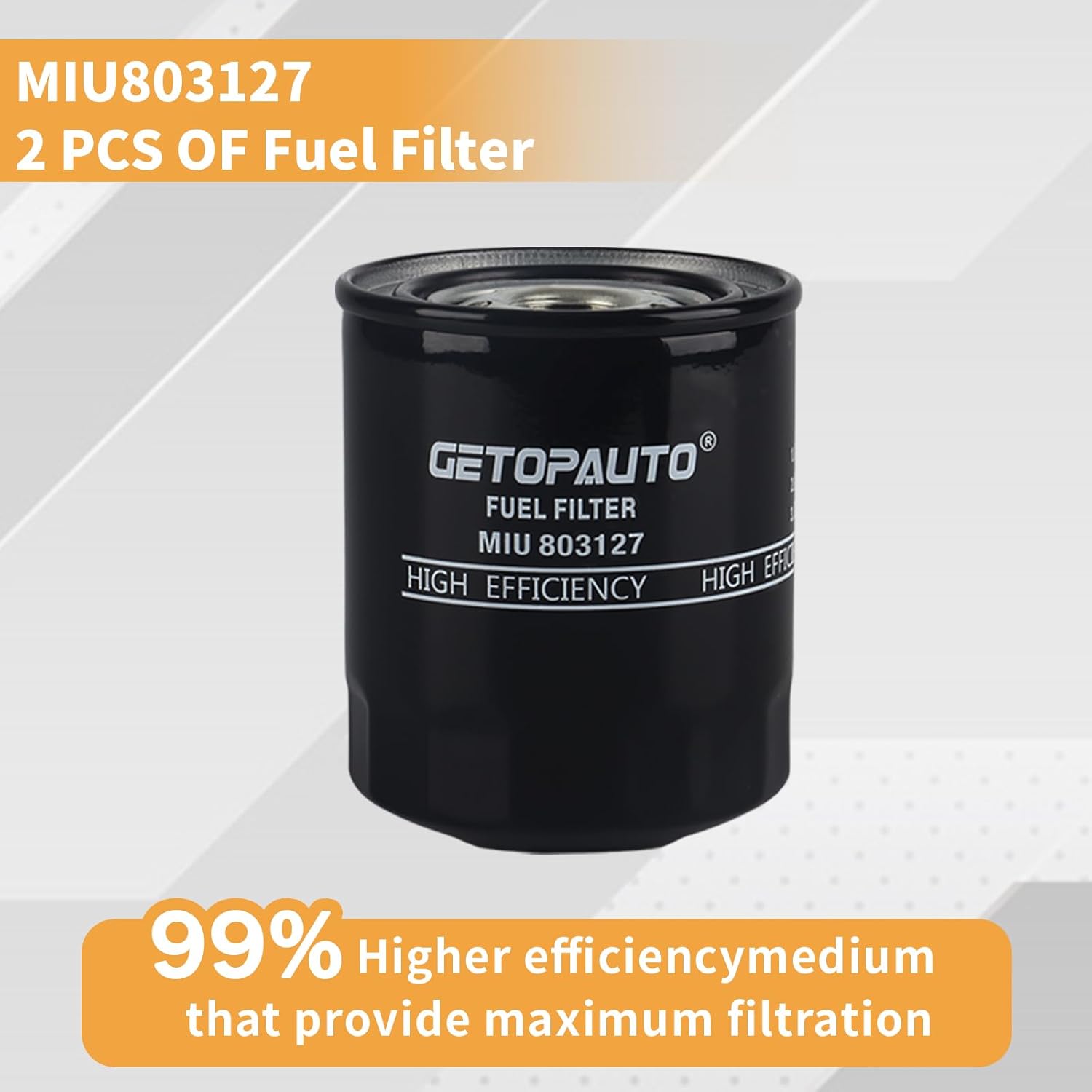 MIU803127 Fuel Filter Compatible with John Deere Mower 1570 1575 1580 1585 1600 3038E 3035D 3039R 3043D 2032R 2038R 3032E 3033R Wide Area Mower 4044 7400A 7500A 7700A 8000A 8700A 8800A 8900A 2PCS