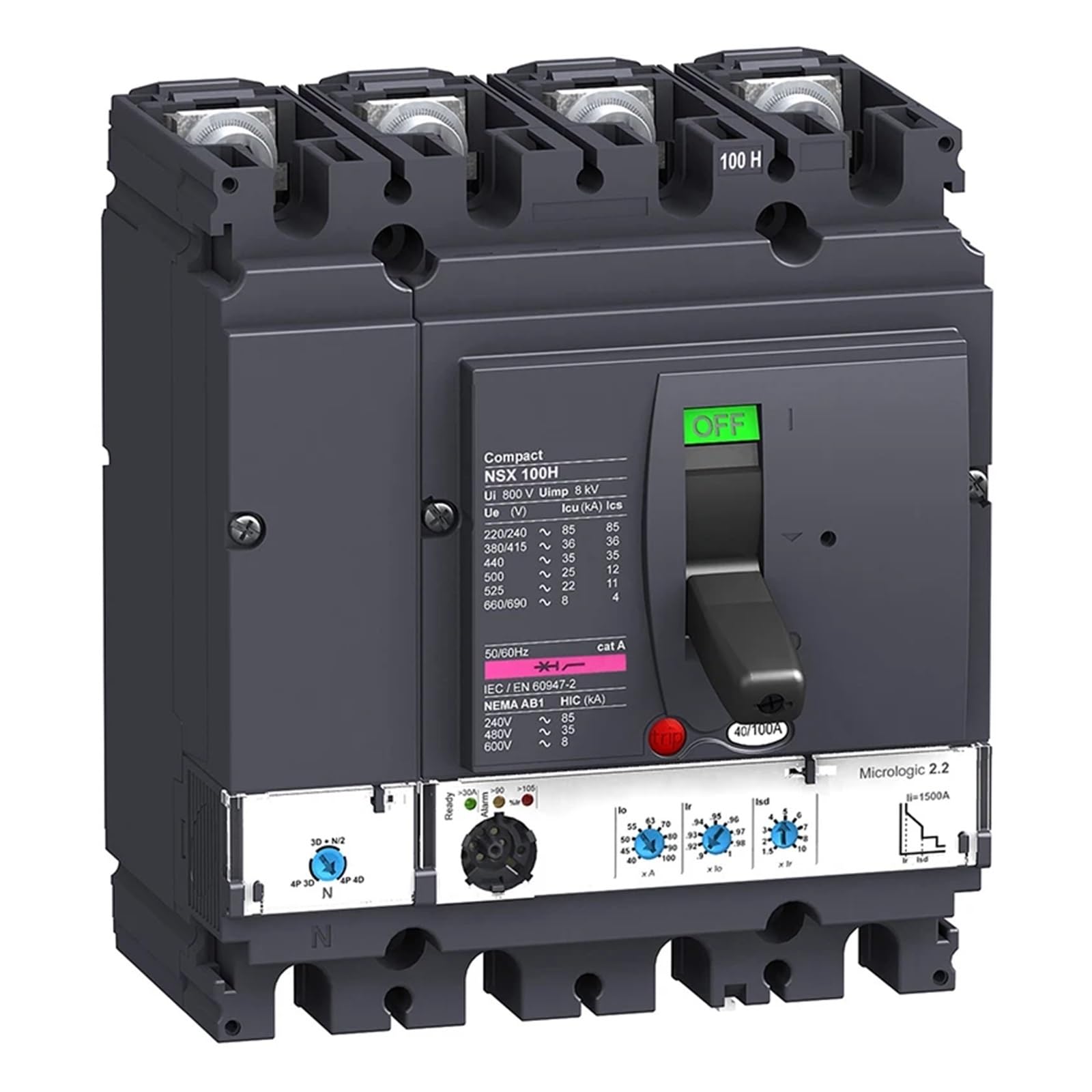 Disyuntor de caja moldeada TZUFA LV429800 NSX100H 100A para cuadros eléctricos