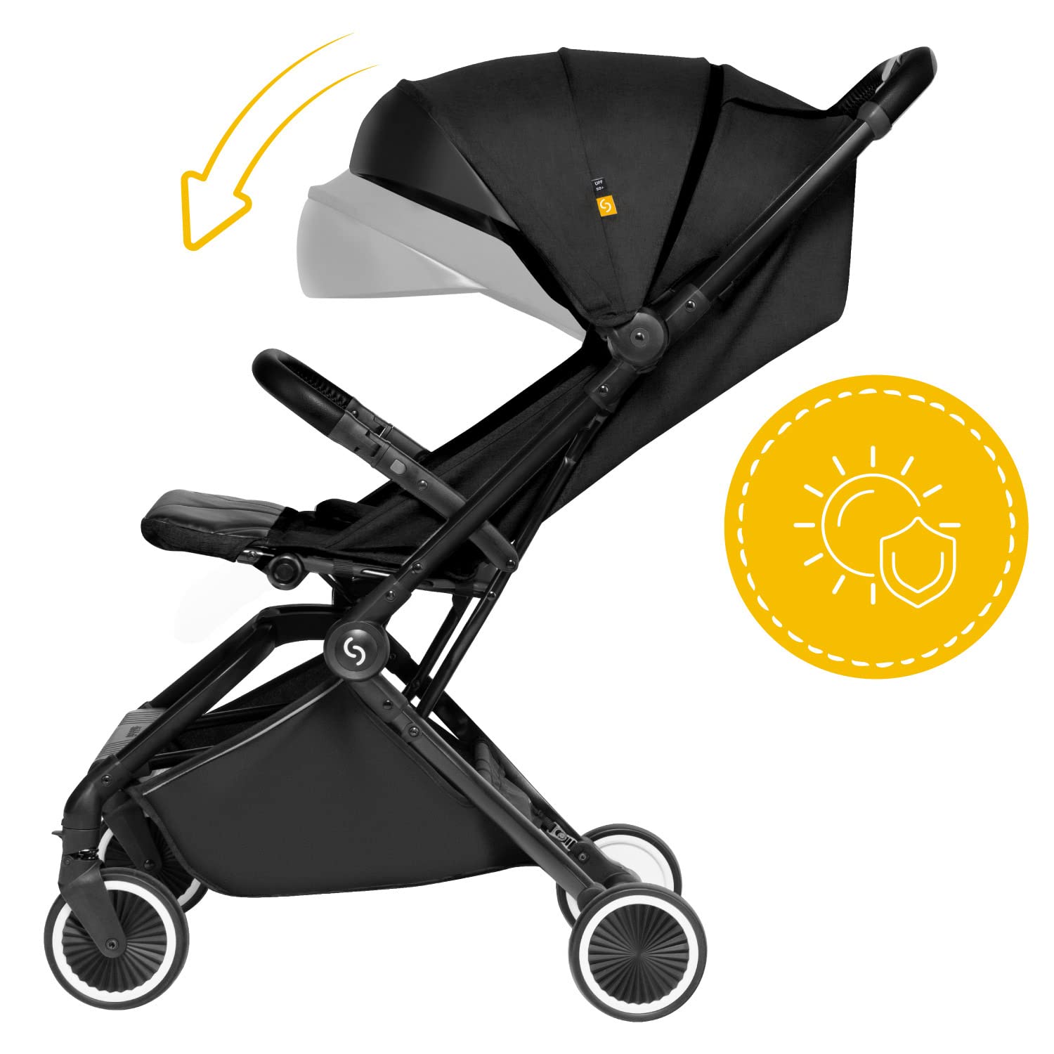 skiddoü poussette hamac pour enfant Espoo poussette pliable poussette canne pour enfant, structure légère en aluminium pliable d’une seule main, petite poussette de voyage, compacte, Noir