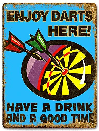 RIFOSA 12"x16" Dart Board Metal Sign Drinks Vintage Bar Pub Man Cave Wall Decor