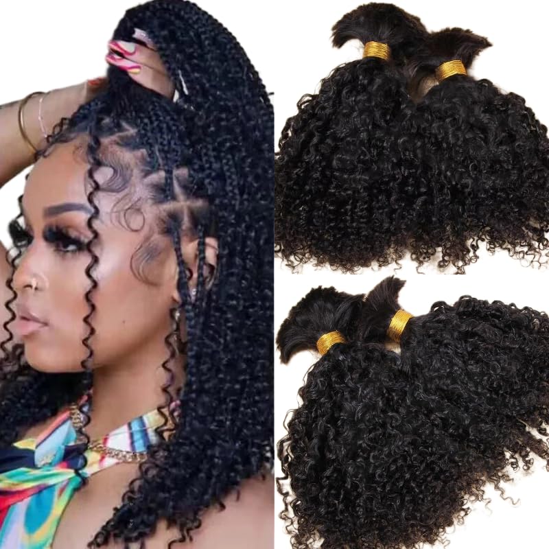 Afro Kinky Human Hair Extensions 24 Inch 100g for Dreadlocks Braiding Amazon.com : Human Braiding Hair Afro kinky Coily Bulk Human  main image 2