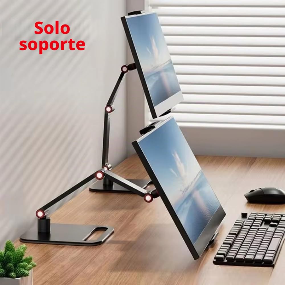 Soporte de monitor portátil, soporte de escritorio de metal universal, 16 pulgadas, soporte plano de escritorio para transmisión en vivo