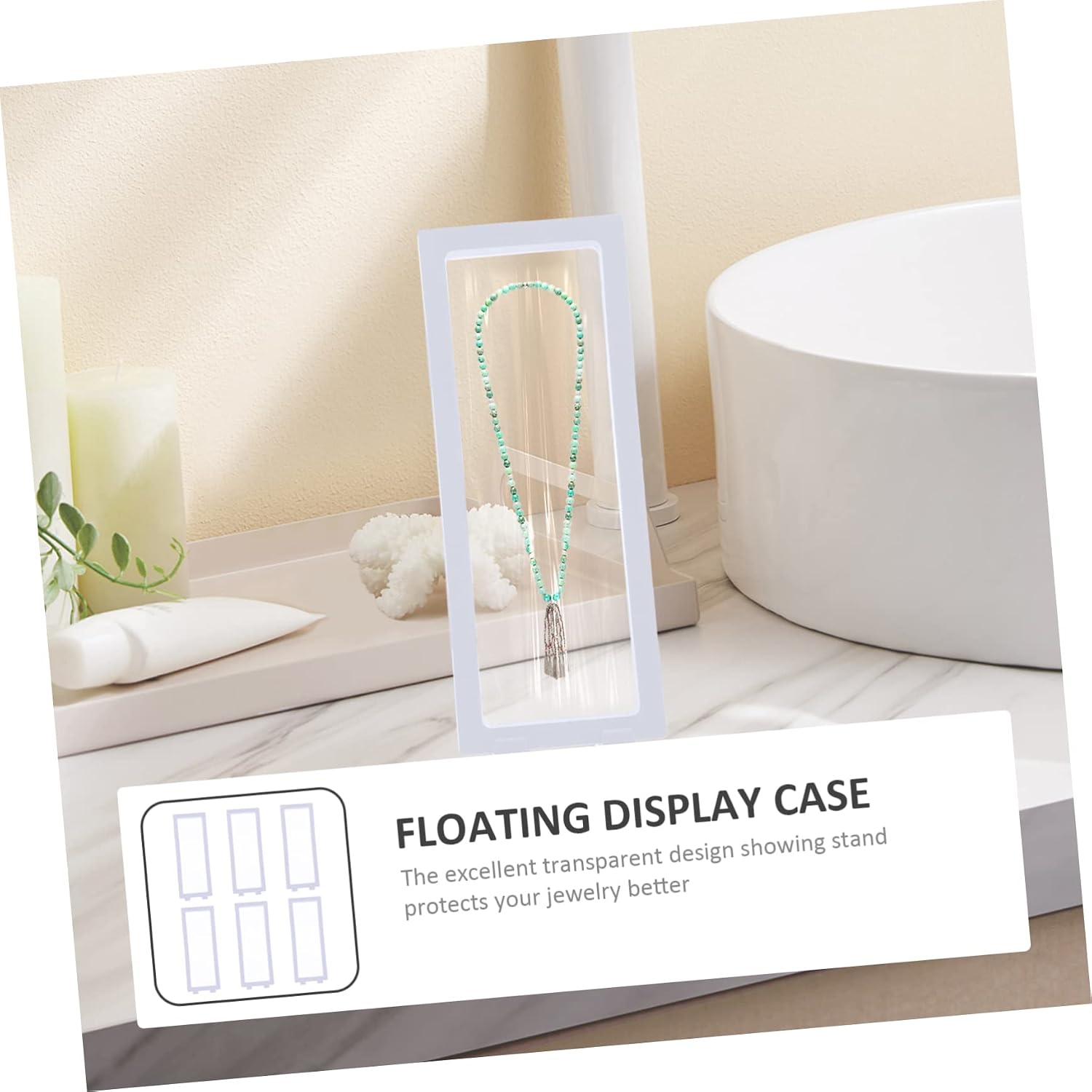 COLLBATH 6Sets Floating Jewelry Display Cases for Rings and Jewelry Elegant Display Case and Stand for Organizing and Showcasing Your Precious Jewelry Collection