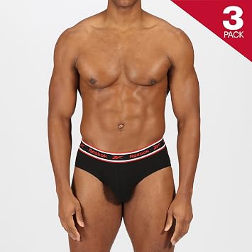 Reebok Wiggins Mens Briefs | Pack of 3 Sports Briefs, Breathable & Stretchable Underwear for Men | Underwear Multipack, Black/White/Grey, L