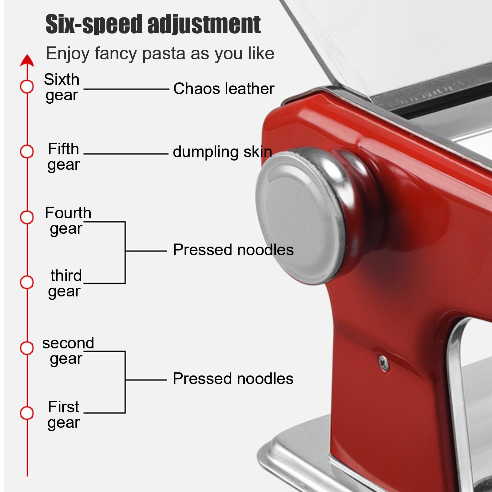 Pasta Maker Manuelle Edelstahlmaschine mit Handkurbel, 3 einstellbare Breiteneinstellungen, einfach zu bedienende Nudelpresse für runde und dünne Nudeln, langlebiges Design