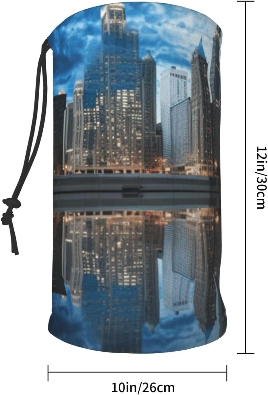 Neck Warmer Winter, Chicago Reflected Print For Cold Weather Winter Face Mask,Thick Warm Neck Gaiter Face Scarf,For Men Women Skiing Cycling - With Rope