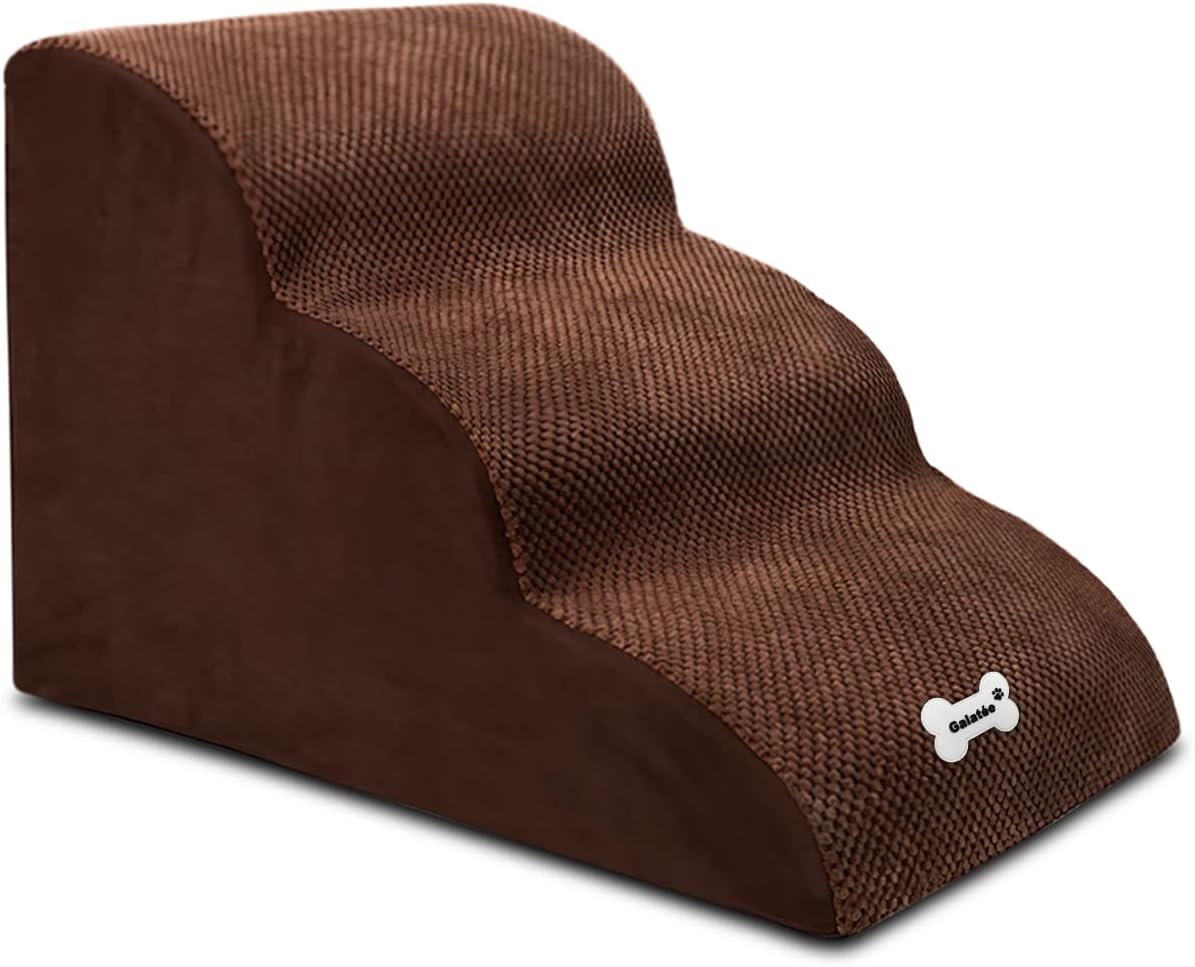 Dog Stairs, Pet Stairs for Dogs and Cats, 3 Steps Dog Stairs for Bed and Sofa, Washable & Zippered Cover Pet Ramp, Non-Slip Pet Steps(Blue)