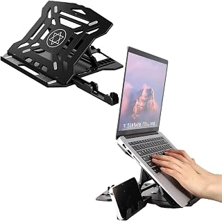 Fi18 Laptop Stand,Foldable Portable Ventilated Desktop Laptop Holder,Universal Lightweight&Adjustable Ergonomic Tray Mount Compatible with iM(ac)/Laptop/Notebook Computer/Tablet (Black)