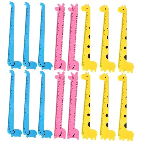 Miniatura 3 de EXCEART 60 piezas de regla de jirafa para niños, herramientas de dislexia para niños, regla con centímetros, espaciador inhalador de laboratorio