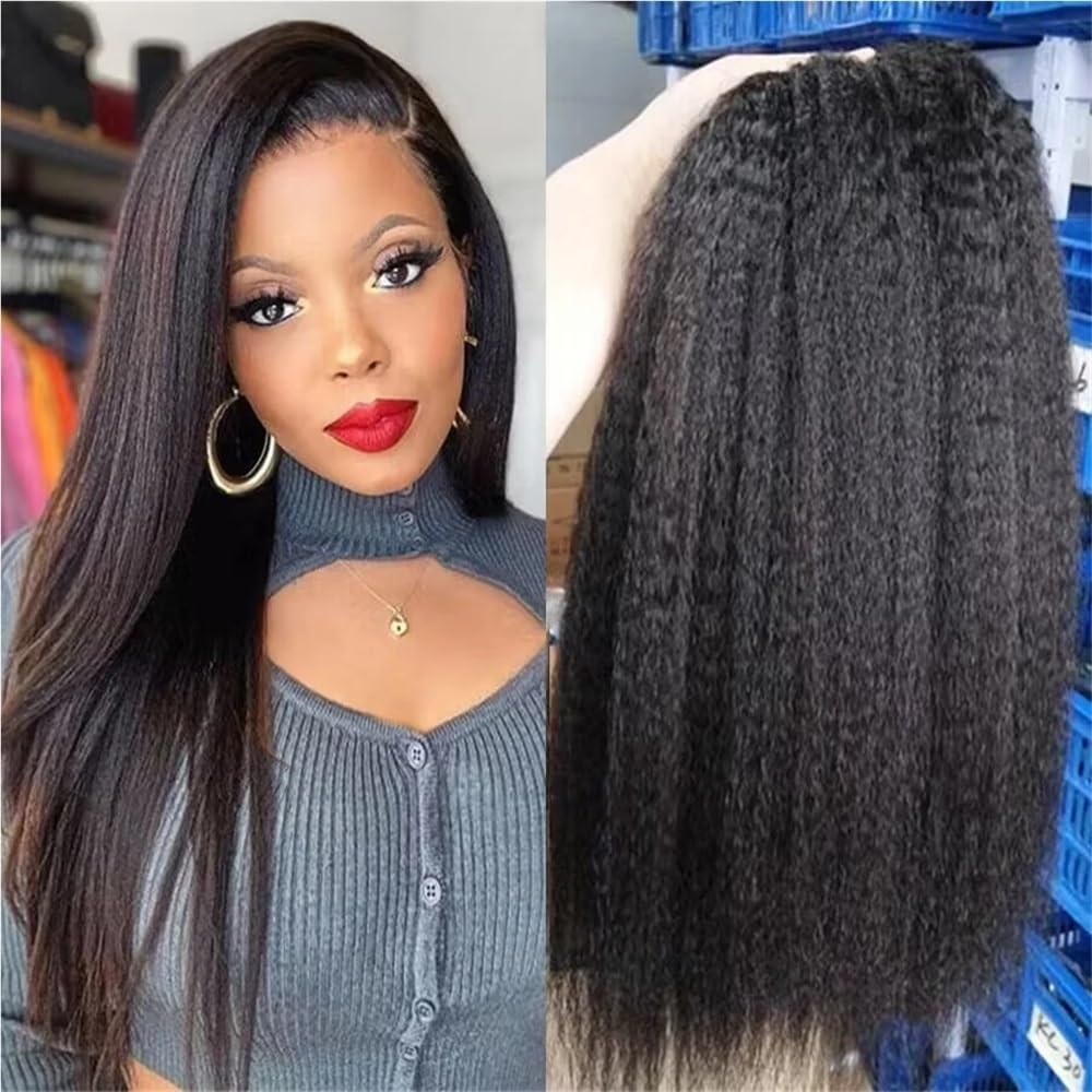 Kinky Yaki Straight Bundles, ludzkie włosy nieprzetworzone, pełne i grube, jedwabiste miękkie, nie strzępią się, nie pękają, nie przedłużają włosów (12 cali x 1)