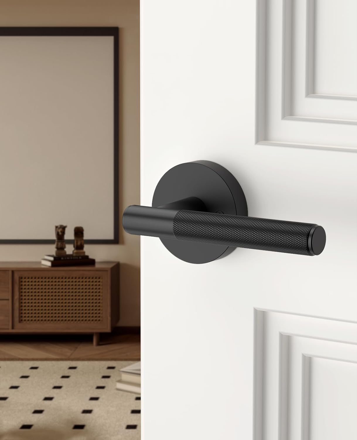 Asidrama 2 Pack Black Dummy Door Handles, Non-Turning Decorative Door Lever with Door Knobs for Closet, French Double Doors, Pantry & Interior Push/Pull Use 07