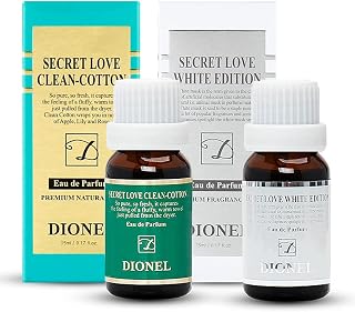 Dionel Secret Love inner perfume fragrance oil for underwear women Long-lasting feminine scent Clean-Cotton 15ml(0.51fl.oz) + White Edition 15ml(0.51fl.oz)