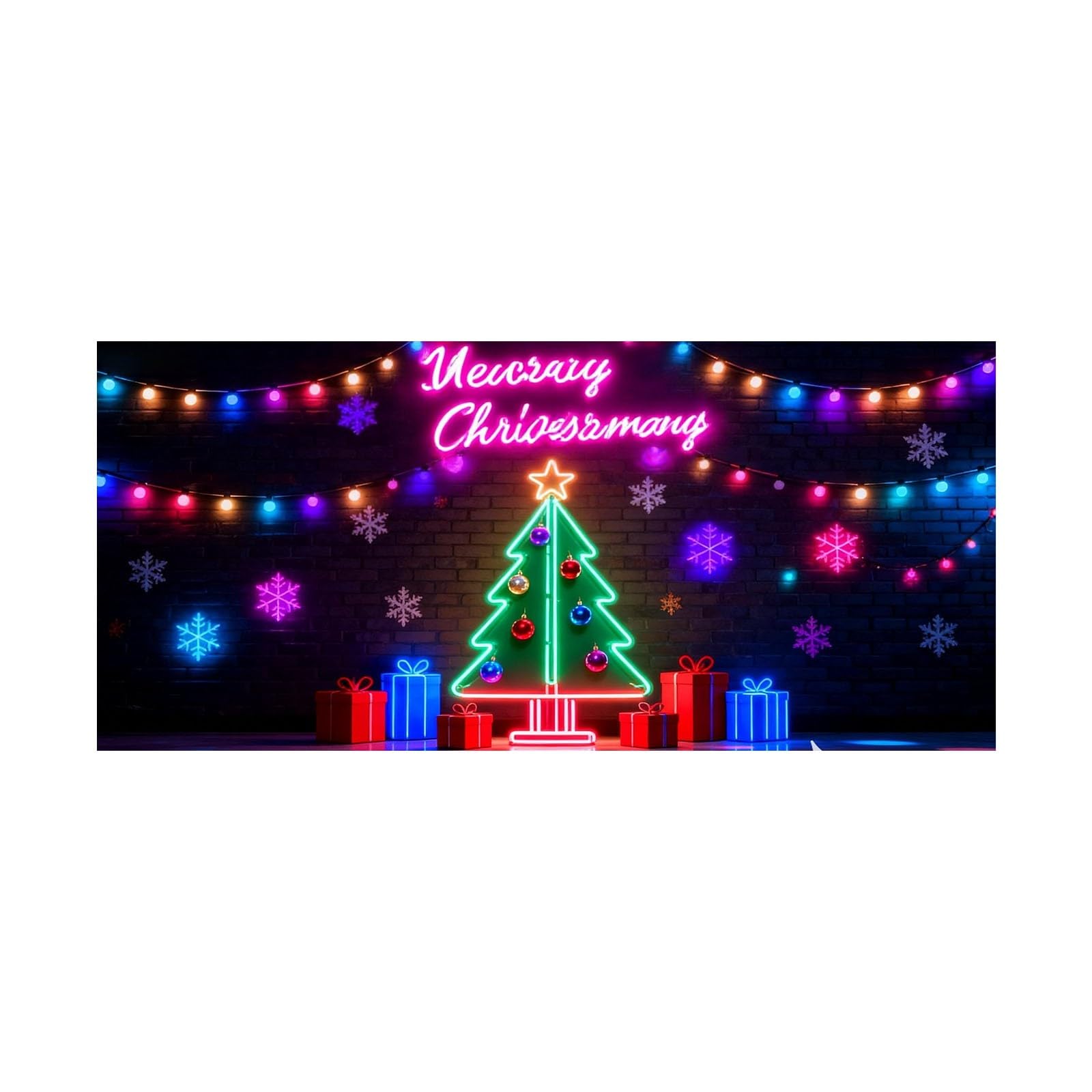 Cartel de felicitaciones con luces clásicas para fiestas al aire libre