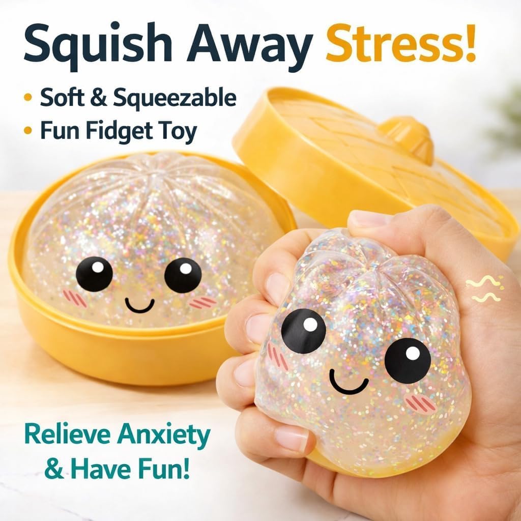 Glitter Dumpling, Glitter Dumpling Squishy Box, Dumpling Squishy, 2026 New Mystery Dumplings Box, Colorful Dumplings Stress Balls Anxiety Relief Toy, Soft Squeeze Decompression Dough