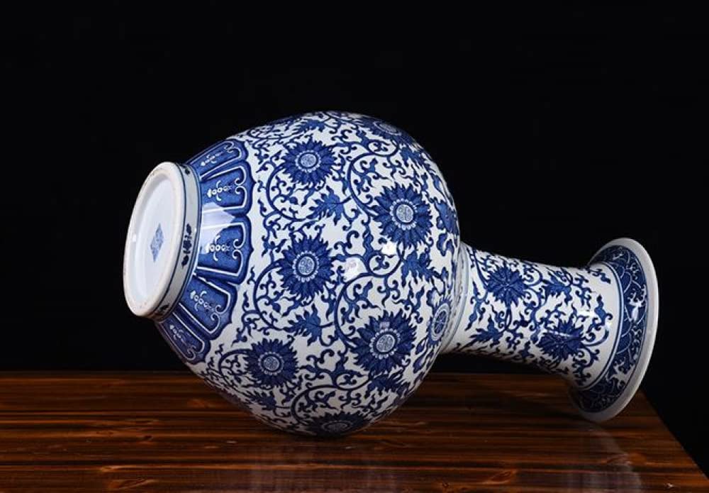 Dekorative Vase aus Porzellan, Retro-Stil, Blau und Weiß, für Zuhause, dekorative Vase, große Ornamente - A