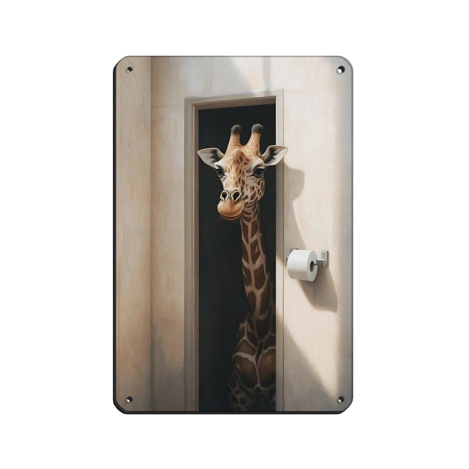 Giraffe Wall Art Bathroom Decor Quirky Animal Retro Poster Metal Tin Sign Chic Art Retro Iron Painting Bar People Cave Cafe Family Garage Poster Wall Decoration 8x12inch(20x30cm)