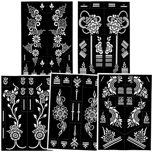 Konsait 66pcs Temporary Tattoo Stencils, Reusable Glitter Tattoo Stencil， Mandala,Flower,Indian Arabian Self Adhesive Tattoo Sticker Face Body Art Glitter Tattoo Stencil Kit for Adults Women Girls