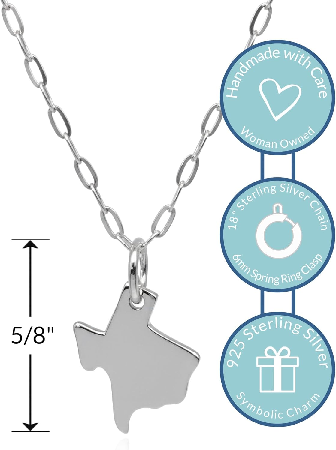 EnCharmed Sterling Silver Texas Map Flat Charm Necklace, Lone Star State Pride Pendant Jewelry, 18" - Image 2