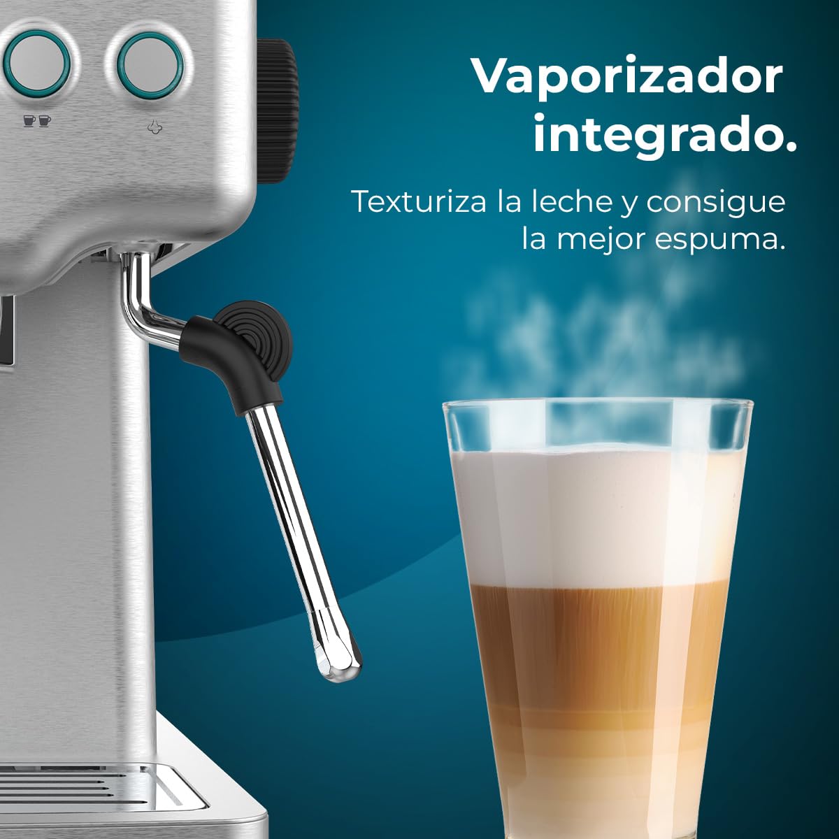 Cecotec Espressomaschine Barista Power Espresso 20 Barista Mini, 1465 W, 20 Bar, Manometer und Thermoblock, Schwenkbarer Dampfauslass und Doppelauslaufarm, 1,8 Liter Fassungsvermögen