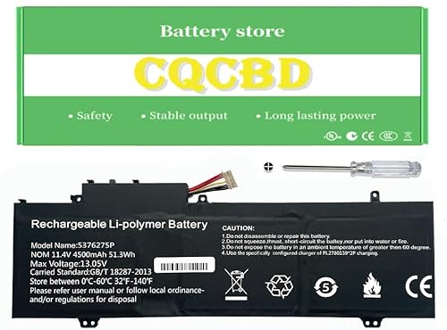 CQCBD 5376275P Battery for Gateway GWTN141-10 GWTN141-10BK GWTN141-4 GWTN156-5BL Gwtn141-4bl GWTN141-2BL GWTN141-4bk GWTN141-5BK GWTN141-5BL UTL-509068-3S NV-509067-3S (11.4V 4500mAh/51.3Wh
