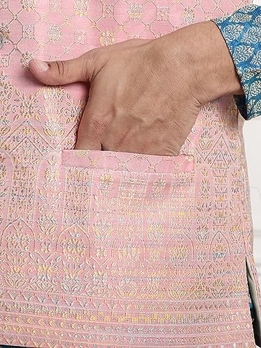 Image of SOJANYA (Since 1958 Men's Jacquard Silk Kurta and Pyjama with Nehru Jacket