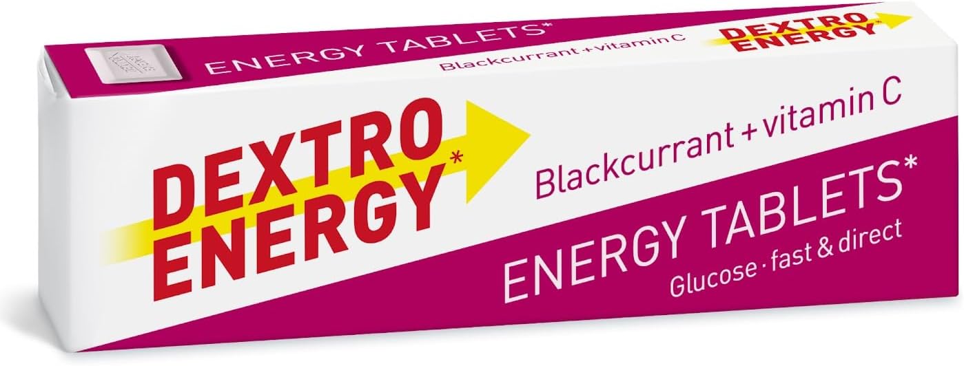 Dextro Energy Blackcurrant Glucose Tablets with Vitamin C, 47 g, 24 Packs, Energy Tablets, for a Quick Burst of Glucose