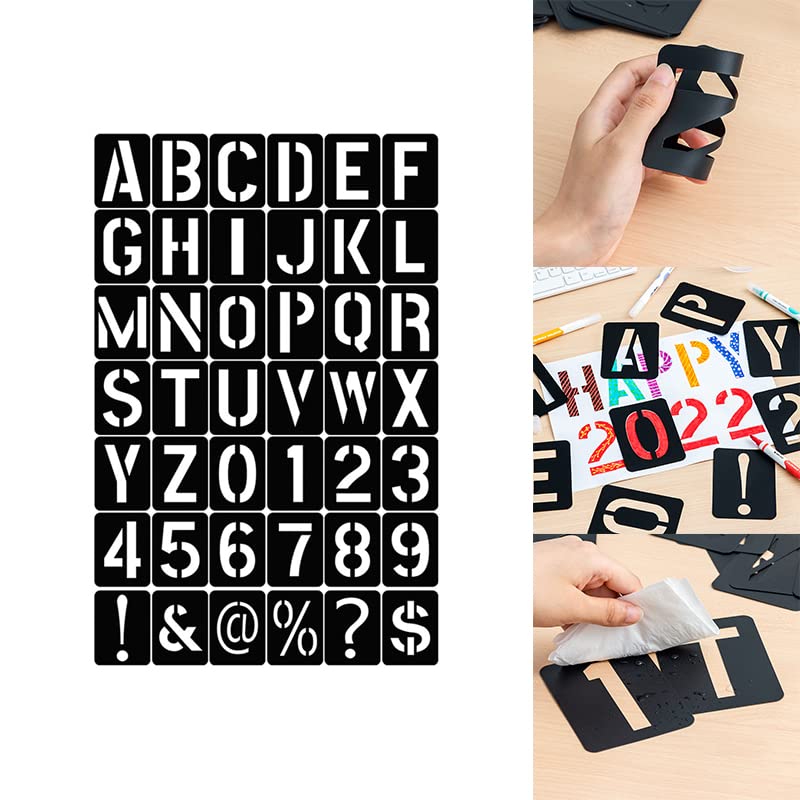 Amazon | Jinmoioy ステンシルシート 角文字レター 大文字A-Z 0-9 数字